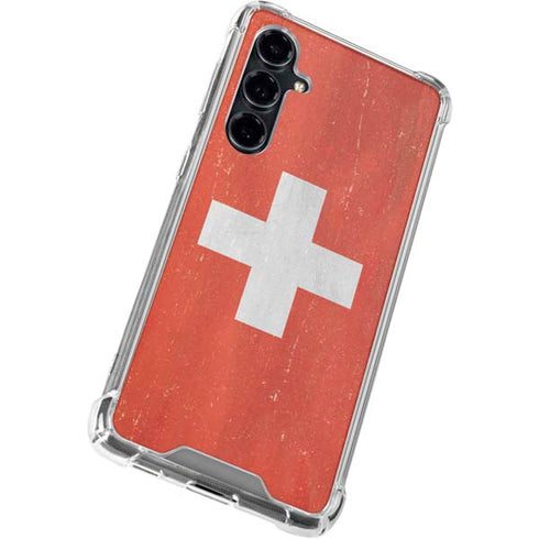 Switzerland Flag Distressed Galaxy S23 FE Clear Case